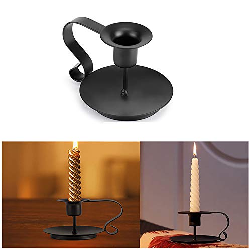 Black Candle Holders, Retro Metal Candlestick Holders, Taper Single-head Candlelight for Christmas Halloween Valentine Wedding Dining Room Table Decoration