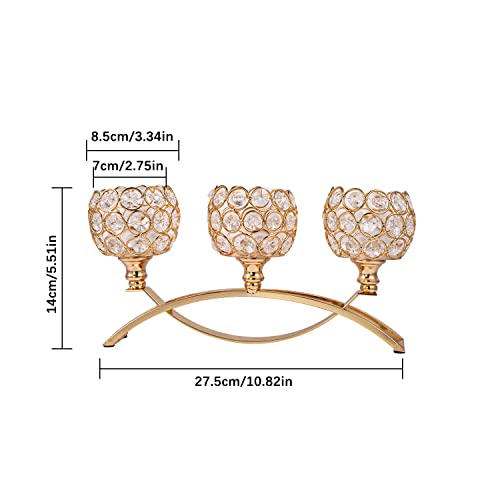 VINCIGANT Gold Candle Holders for Table Centerpiece, 3 Arms Metal Candelabra Candlestick Holders for Home Decor, Wedding, Dinning, Party, Anniversary,Christmas Decorations