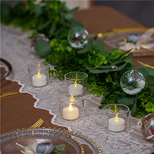 Romadedi Tea Light Candle Holders Glass - Tealight Holder Clear Set of 12 Bulk for Floating Votive Candles Dinner Table Centerpiece Wedding Party Christmas Decor, 5.7 x 5 cm