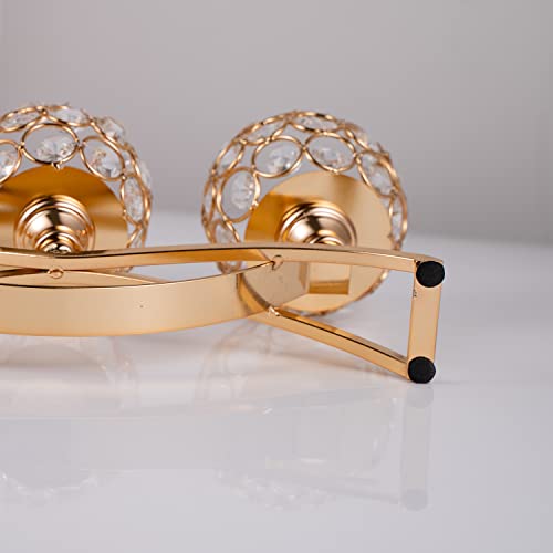 VINCIGANT Gold Candle Holders for Table Centerpiece, 3 Arms Metal Candelabra Candlestick Holders for Home Decor, Wedding, Dinning, Party, Anniversary,Christmas Decorations