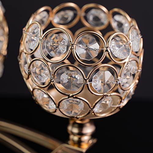 VINCIGANT Gold Candle Holders for Table Centerpiece, 3 Arms Metal Candelabra Candlestick Holders for Home Decor, Wedding, Dinning, Party, Anniversary,Christmas Decorations