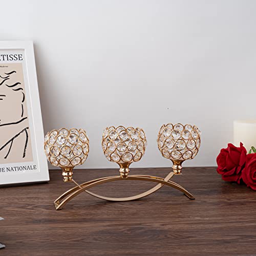 VINCIGANT Gold Candle Holders for Table Centerpiece, 3 Arms Metal Candelabra Candlestick Holders for Home Decor, Wedding, Dinning, Party, Anniversary,Christmas Decorations