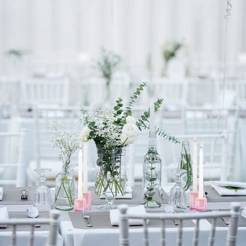 HofferRuffer Candlestick Holders Set of 6 Glass Candle Holders for Taper Candles,Pillar Candles and Tealight Candles,Gift,Christmas, Home Decoration (Pink)