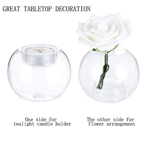 Nuptio 24 Pcs Tea Lights Candle Holders Bubble Glass Tealight Candles Holder Table Crystal Votive Tea Light Holders for Party Wedding Christmas Home Dining Tabletop Decor DIY Gifts