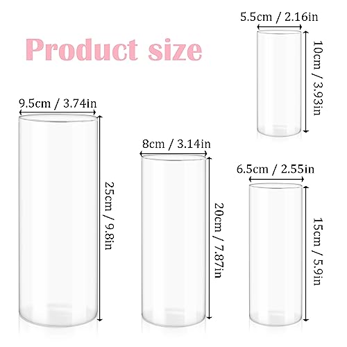 4 Pieces Set Clear Flower Vase for Candles, Votive Tea Light Glass Candle Holders, Cylinder Candleholder, Modern Basic Vases for Dining Table Decorations Wedding Centrepieces Living Room Christmas