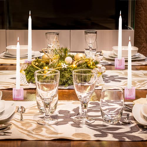 HofferRuffer Candlestick Holders Set of 6 Glass Candle Holders for Taper Candles,Pillar Candles and Tealight Candles,Gift,Christmas, Home Decoration (Pink)