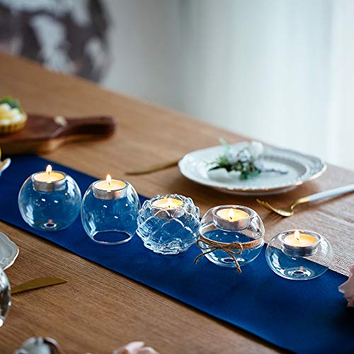 Nuptio 24 Pcs Tea Lights Candle Holders Bubble Glass Tealight Candles Holder Table Crystal Votive Tea Light Holders for Party Wedding Christmas Home Dining Tabletop Decor DIY Gifts