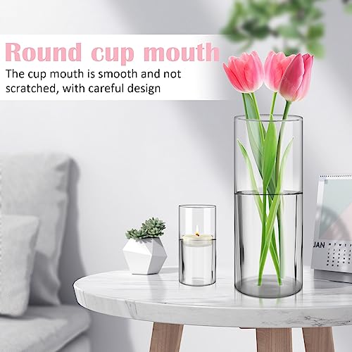 4 Pieces Set Clear Flower Vase for Candles, Votive Tea Light Glass Candle Holders, Cylinder Candleholder, Modern Basic Vases for Dining Table Decorations Wedding Centrepieces Living Room Christmas