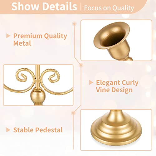 Nuptio Gold Candelabras Candle Holder 29.5cm Set of 2 Metal Candelabra Centrepiece 5-candles Candle Stick Stands Candleholder Fireplace Wedding Reception Antique Decorative Dinning Table Christmas