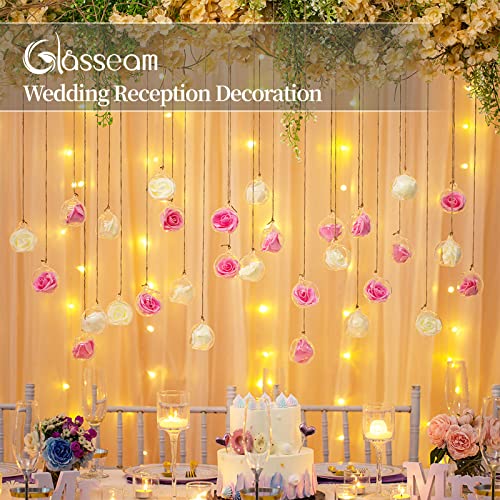 8cm Hanging Glass Tealight Holder 12 Pcs Glass Baubles Globe Plant Terrariums Glass Orbs Air Plants Tea Light Candle Holders Christmas Halloween Home Decor Indoor Outdoor Garden