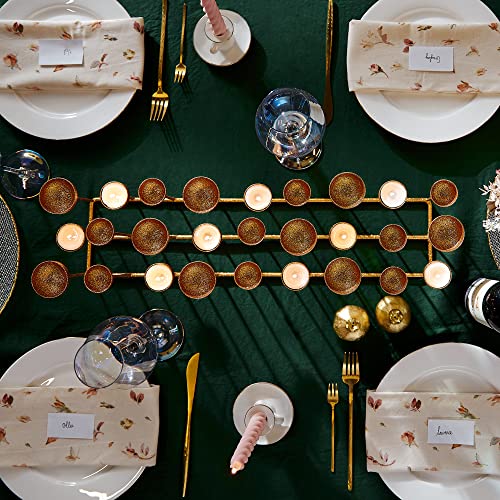 BTFY Gold Candle Holder, Tea Light Holder Centrepiece for Dining Room Table, Large Handmade Home Decoration Ornament w/Gold Metallic Finish & Non-Slip Base, Glamorous Christmas Table Decoration