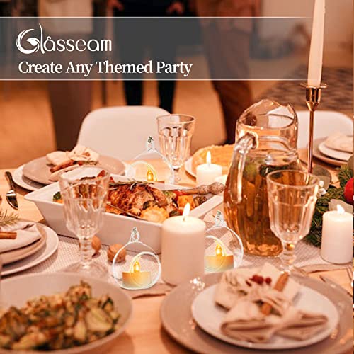 8cm Hanging Glass Tealight Holder 12 Pcs Glass Baubles Globe Plant Terrariums Glass Orbs Air Plants Tea Light Candle Holders Christmas Halloween Home Decor Indoor Outdoor Garden