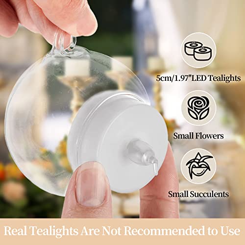 8cm Hanging Glass Tealight Holder 12 Pcs Glass Baubles Globe Plant Terrariums Glass Orbs Air Plants Tea Light Candle Holders Christmas Halloween Home Decor Indoor Outdoor Garden