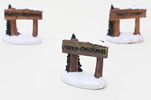 Toyland® Mini Resin Christmas Collectible Ornament - Village Scene Accessories - Christmas Figures (1 Sign Chosen At Random 4cm x 4cm)