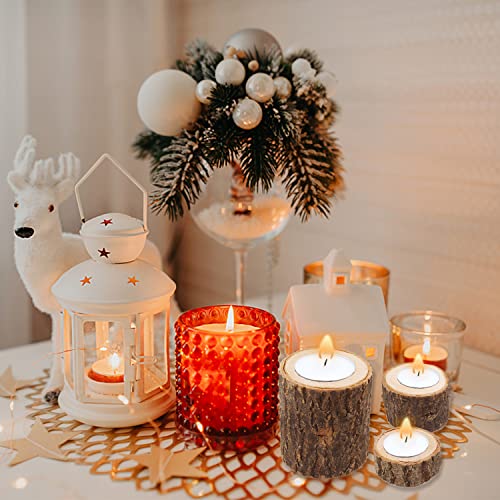 Wood Timber Pile Candle Holder，Candlestick Log Flower Pot Ornament Decor，Wooden Candleholder Set for Wedding Centerpieces for Table, Halloween/Christmas Party/Valentine's Day/Home Decoration(3 pcs)
