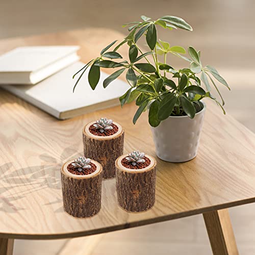Wood Timber Pile Candle Holder，Candlestick Log Flower Pot Ornament Decor，Wooden Candleholder Set for Wedding Centerpieces for Table, Halloween/Christmas Party/Valentine's Day/Home Decoration(3 pcs)