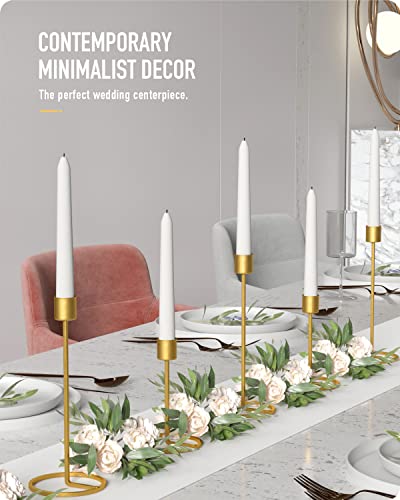 Baffect Season Candle Holder Set of 5, Iron Candle Light Holder Wedding Christmas Table Centrepiece Decoration Gold Candle Holders for Wedding Party Dinner Feast Decor (5pcs)