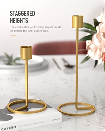 Baffect Season Candle Holder Set of 5, Iron Candle Light Holder Wedding Christmas Table Centrepiece Decoration Gold Candle Holders for Wedding Party Dinner Feast Decor (5pcs)