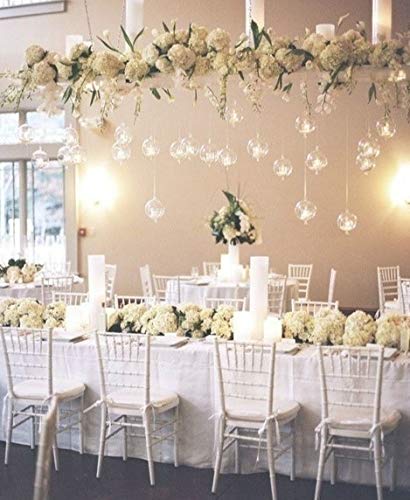 NUPTIO 12 Pcs 8cm Dia Hanging Glass Globe Tea Light Candle Holders Home Wedding Party Halloween Centerpieces Decor Indoor & Outdoor Tealight Candleholders, Christmas Candle Holder Decorations