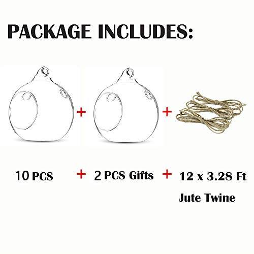 NUPTIO 12 Pcs 8cm Dia Hanging Glass Globe Tea Light Candle Holders Home Wedding Party Halloween Centerpieces Decor Indoor & Outdoor Tealight Candleholders, Christmas Candle Holder Decorations