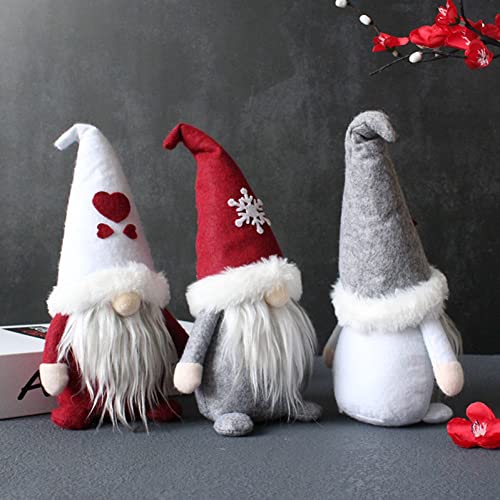 KAHEIGN 3Pcs Christmas Gnome Swedish, Adorable Handmade Santa Claus Dolls Sitting Faceless Gonks Dwarf Elf Figurines for Xmas Fireplaces Holiday Christmas Party Decor (28cm x 12cm)