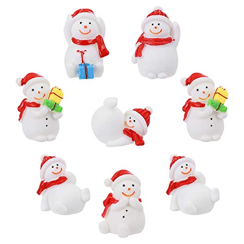 Toyvian 8pcs Mini Fairy Snowman Figurine Miniature Snowman Figurines Resin Snowman Ornament Xmas Party Favors Gifts for Christmas Party Desktop Decoration（Mixed Pattern