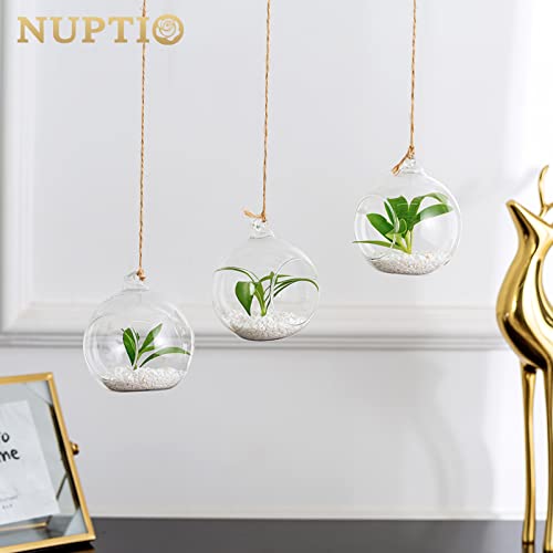 NUPTIO 8cm Dia 8 Pcs Hanging Glass Globe Tea Light Candle Holders Home Wedding Party Halloween Centerpieces Decor Indoor & Outdoor Tealight Candleholders, Christmas Candle Holder Decorations
