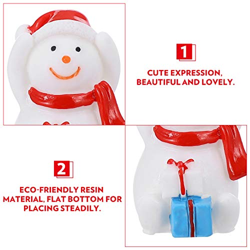 Toyvian 8pcs Mini Fairy Snowman Figurine Miniature Snowman Figurines Resin Snowman Ornament Xmas Party Favors Gifts for Christmas Party Desktop Decoration（Mixed Pattern