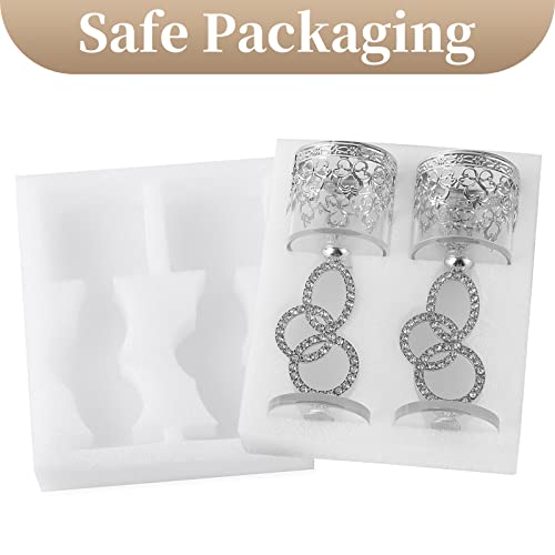 Sziqiqi Crystal Tea Light Candle Holders - Silver Metal Pillar Candle Holder, Tealight Candleholder Set for Living Room Christmas Party Wedding Table Centrepiece Decoration