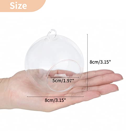 NUPTIO 8cm Dia 8 Pcs Hanging Glass Globe Tea Light Candle Holders Home Wedding Party Halloween Centerpieces Decor Indoor & Outdoor Tealight Candleholders, Christmas Candle Holder Decorations