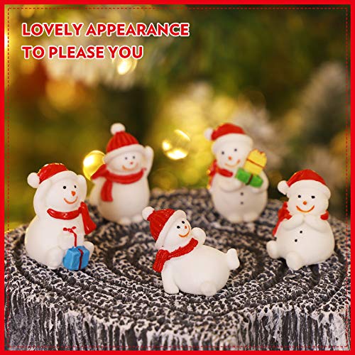 Toyvian 8pcs Mini Fairy Snowman Figurine Miniature Snowman Figurines Resin Snowman Ornament Xmas Party Favors Gifts for Christmas Party Desktop Decoration（Mixed Pattern