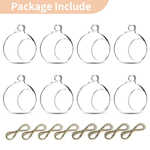 NUPTIO 8cm Dia 8 Pcs Hanging Glass Globe Tea Light Candle Holders Home Wedding Party Halloween Centerpieces Decor Indoor & Outdoor Tealight Candleholders, Christmas Candle Holder Decorations