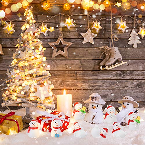 Toyvian 8pcs Mini Fairy Snowman Figurine Miniature Snowman Figurines Resin Snowman Ornament Xmas Party Favors Gifts for Christmas Party Desktop Decoration（Mixed Pattern