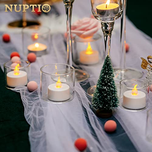 NUPTIO Clear Votive Candle Holder - 5.7cm W x 5cm H, Set of 24 Tea Light Holders, Christmas Glass Candle Holders Decorations Tealight Candle Holder Glass Cup for Wedding Home Halloween Decor