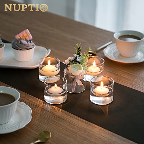 NUPTIO Clear Votive Candle Holder - 5.7cm W x 5cm H, Set of 24 Tea Light Holders, Christmas Glass Candle Holders Decorations Tealight Candle Holder Glass Cup for Wedding Home Halloween Decor
