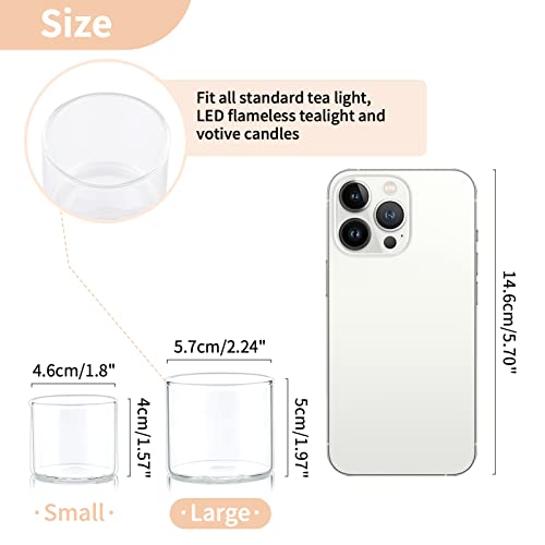 NUPTIO Clear Votive Candle Holder - 5.7cm W x 5cm H, Set of 24 Tea Light Holders, Christmas Glass Candle Holders Decorations Tealight Candle Holder Glass Cup for Wedding Home Halloween Decor