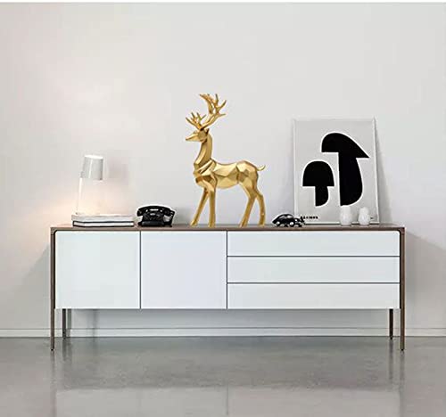 2 Pieces Christmas Reindeer Figurines Decor Nordic European Style Deer Statue Fireplace Window Desk Bedroom Shelf Ornament for Home Living Room Office Decoration (Gold)