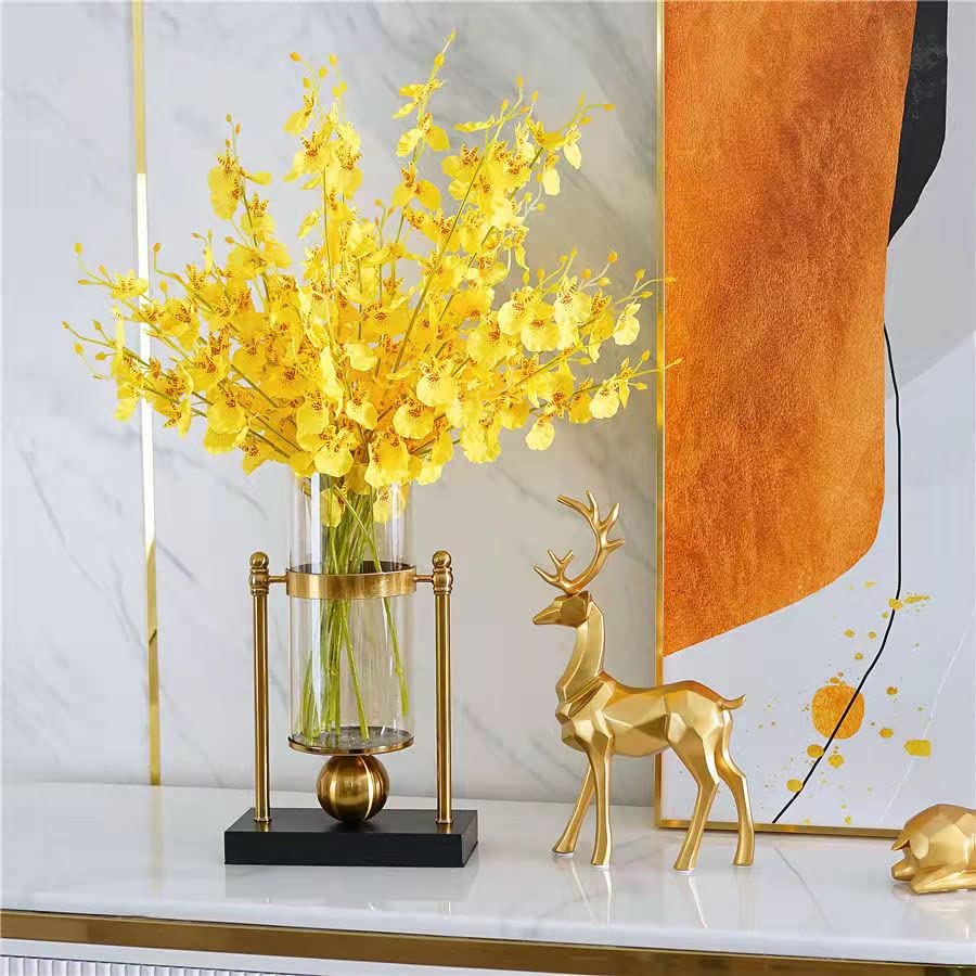 2 Pieces Christmas Reindeer Figurines Decor Nordic European Style Deer Statue Fireplace Window Desk Bedroom Shelf Ornament for Home Living Room Office Decoration (Gold)