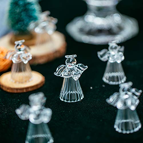 NUPTIO Glass Angel Ornament - 12-Pcs/Set Mini Christmas Figurine Decor, Standing Design with Hollow Bottom, Small Traditional Winter Holiday Festive Decoration