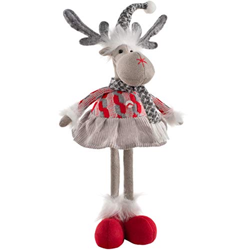 WeRChristmas Standing Christmas Moose Figurine, Multi-Colour, 30cm