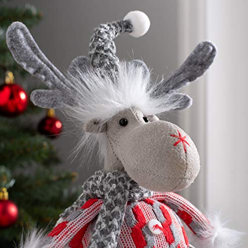 WeRChristmas Standing Christmas Moose Figurine, Multi-Colour, 30cm