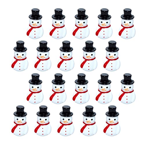 Toddmomy 20pcs Mini Snowman Figurines, Christmas Resin Snowman Decoration with Top Hat for DIY Crafts Christmas Micro Landscape Ornament, Black