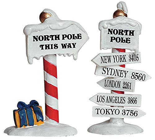 Lemax Christmas Village North Pole Signs Set Of 2-64455