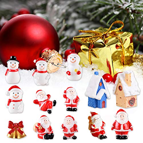 Feelava Christmas Miniature Ornament,30 Pcs Xmas Style Figurines Santa Claus Christmas Tree Cute Cartoon Micro Landscape for Decor,DIY Mini Fairy Garden Miniature Craft