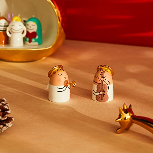 Alessi 4.5 x 3 cm Angels Hand-Decorated Porcelain Figurines, Set of 2