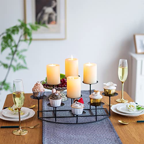 Sziqiqi Fireplace Candelabra Candle Holders for Pillar Candle, Matte Black Pillar Candle Holder with 9 Candle Stands Metal Candleholders for Christmas Halloween Mantel Floor Table Centerpiece