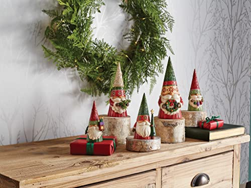 Enesco Jim Shore Heartwood Creek Christmas Gnome Holding Ornaments Figurine, 5.31 Inch, Multicolor