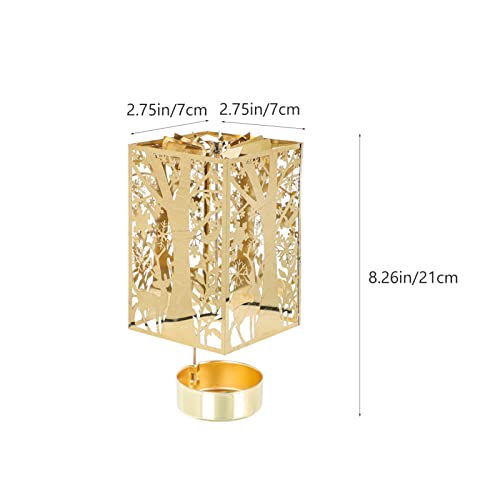 Luxshiny Rotary Candle Holder Candleholder, Metal Rotating Tea Light Candlestick Silhouette Carousel Candle Holder Xmas Wedding Party Table Centerpieces Decor Golden