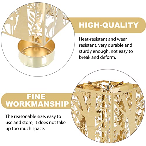 Luxshiny Rotary Candle Holder Candleholder, Metal Rotating Tea Light Candlestick Silhouette Carousel Candle Holder Xmas Wedding Party Table Centerpieces Decor Golden