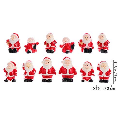 Housoutil 12Pcs Mini Christmas Santa Claus Ornaments Christmas Miniature Ornaments, Resin Santa Claus Figurines Micro Landscape Ornament for DIY Dollhouse Fairy Garden Desktop Decoration